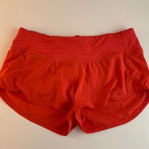 Red lululemon speed up shorts size 4 2.5 inseam!